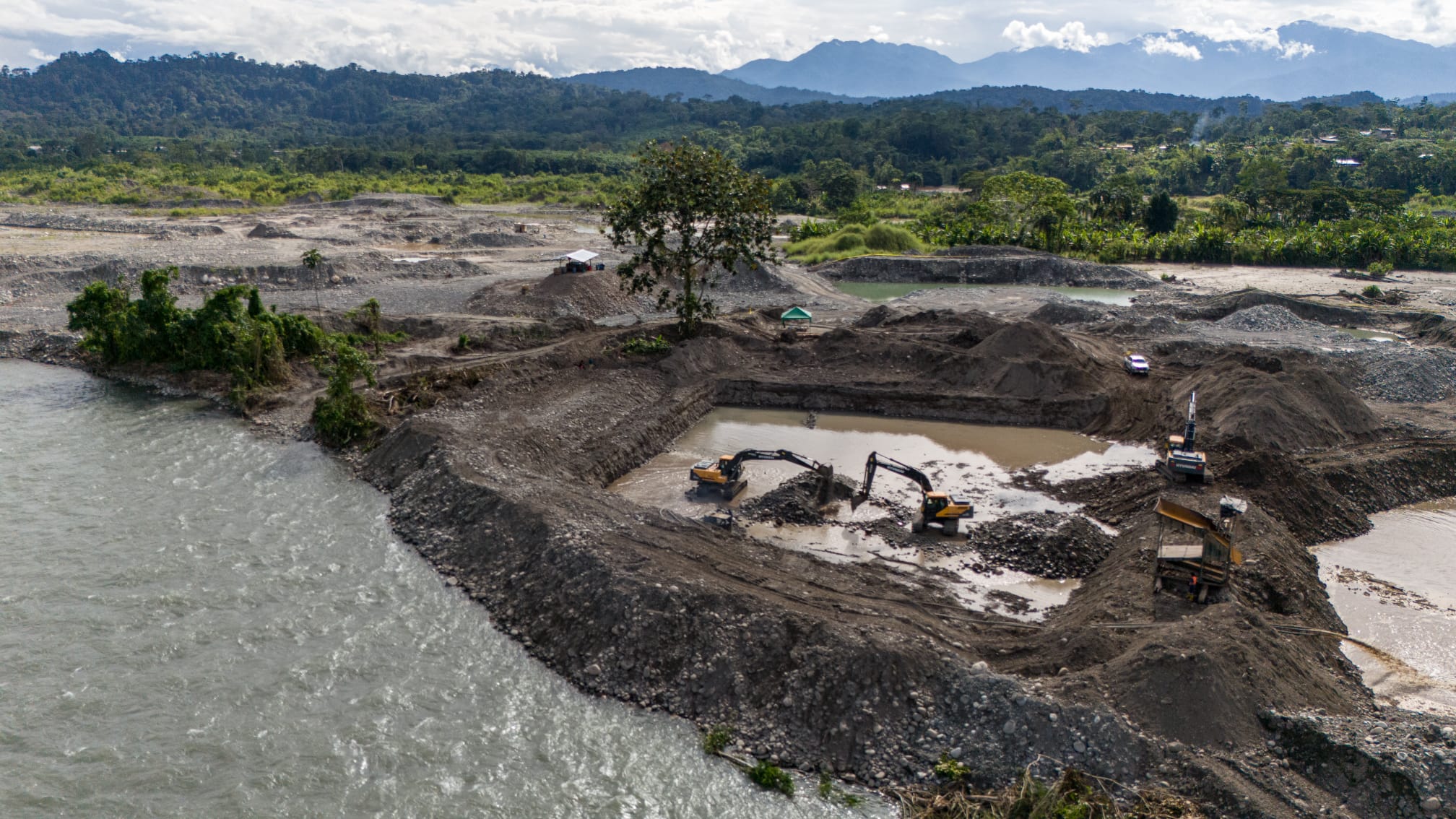 Mining activity in the Napo River region
